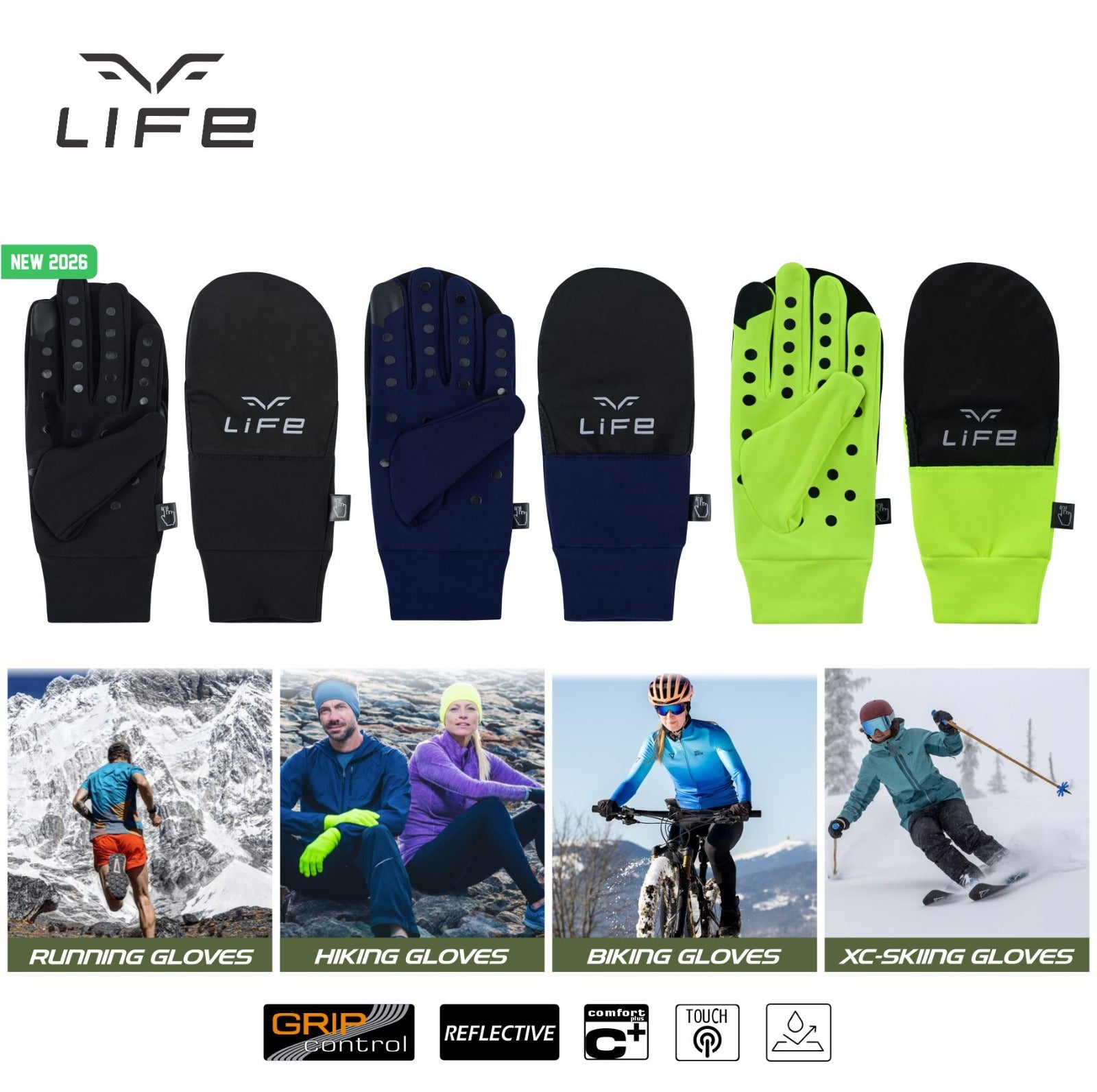 Men Winter Gloves Touchscreen Thermal Winter Warm Cycling Running Gloves Mittens
