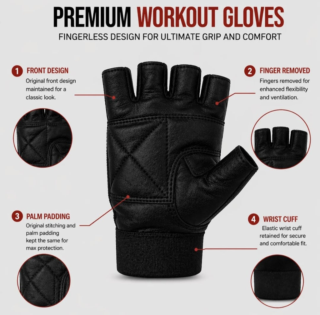 Gym Weight Lifting Leather Glove Workout Cycling Grips Trainning