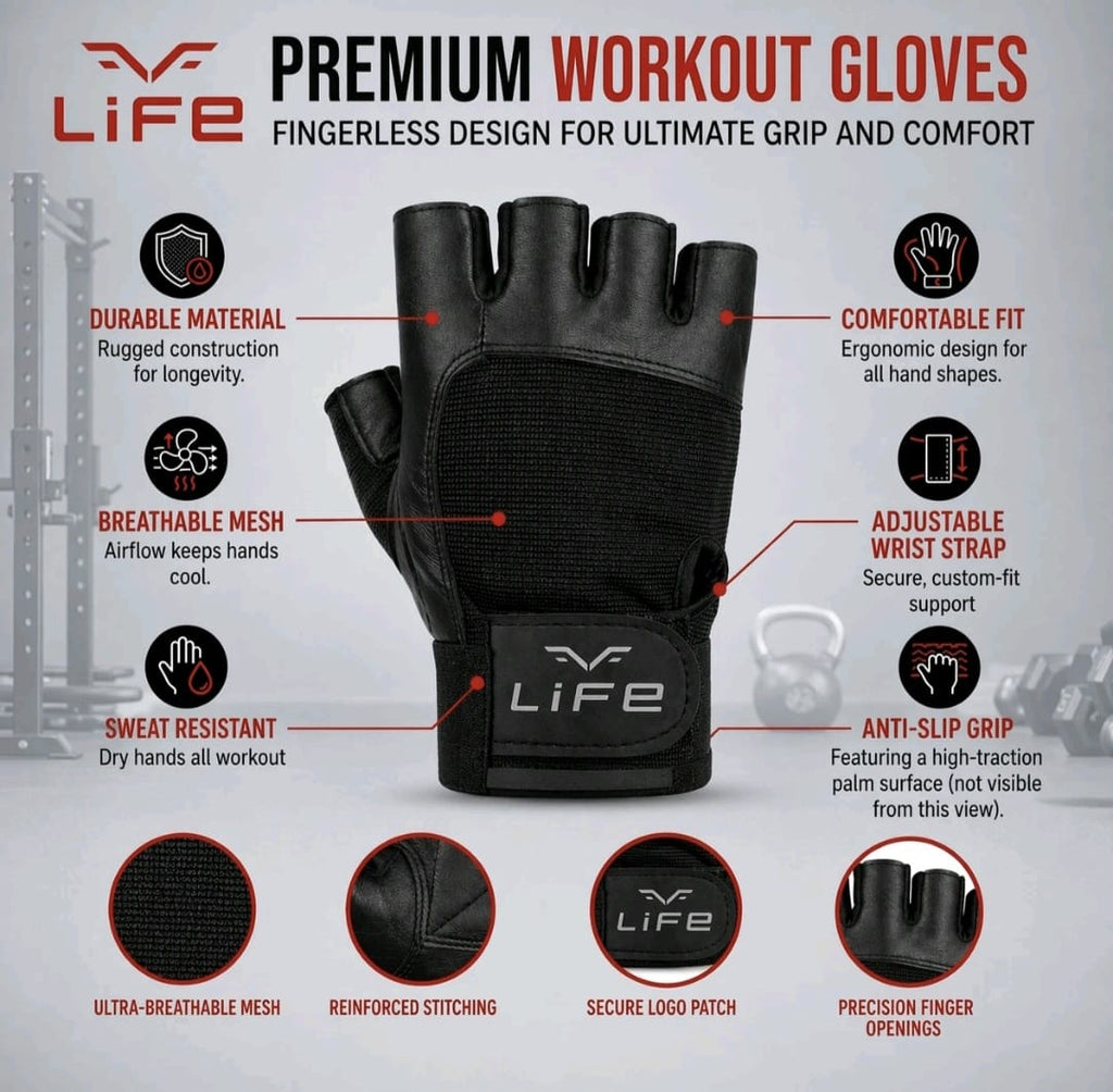 Gym Weight Lifting Leather Glove Workout Cycling Grips Trainning