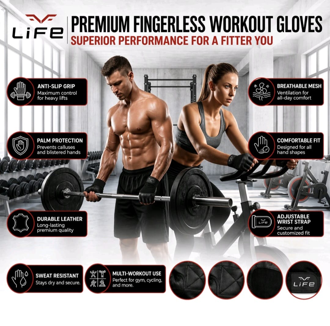 Gym Weight Lifting Leather Glove Workout Cycling Grips Trainning